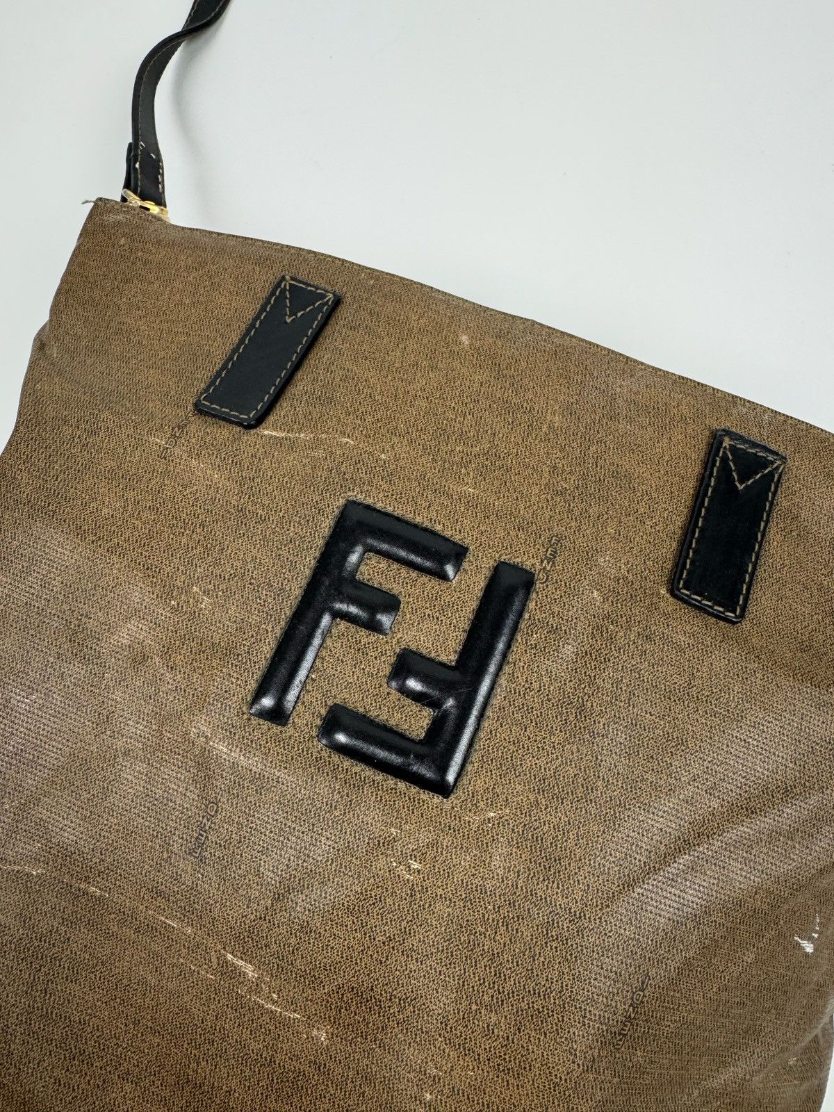 Fendi 1990’s Vintage Distressed Fendi Logo PVC Shoulder Bag Size ONE SIZE - 9 Thumbnail