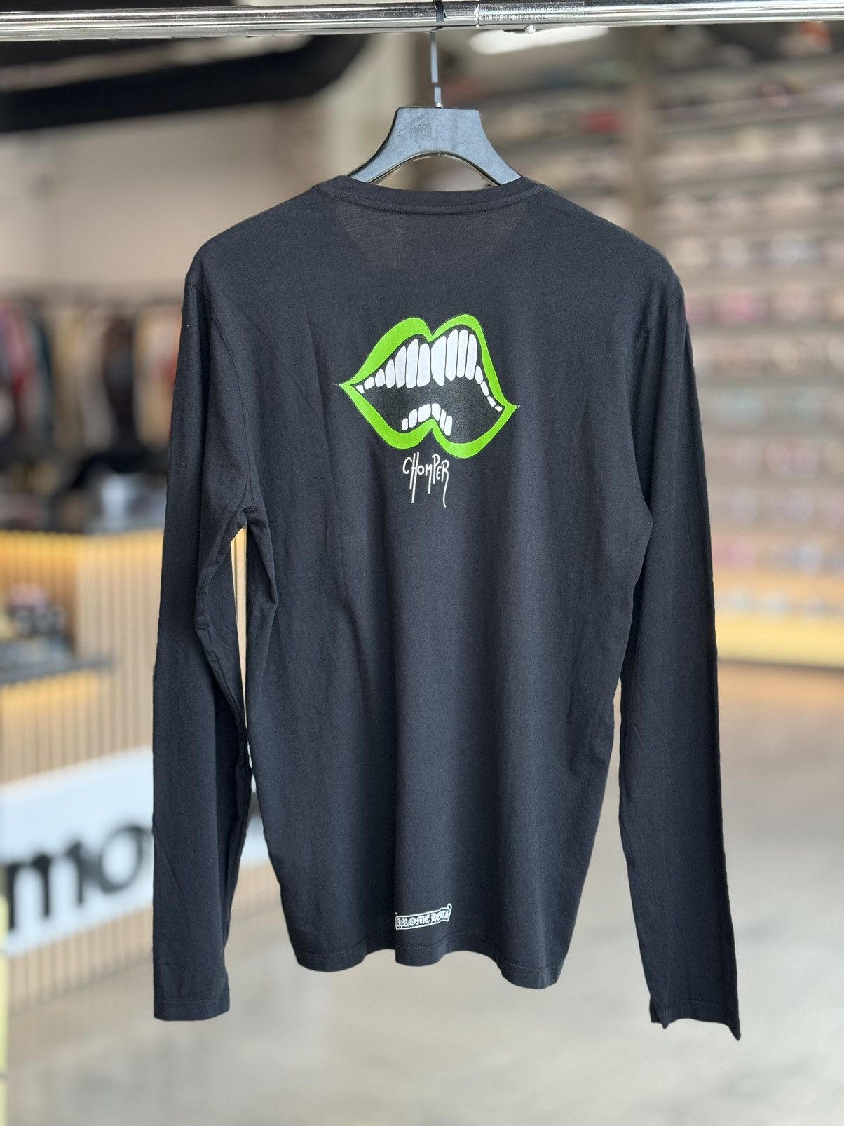 image of Chrome Hearts Matty Boy Green Chomper L/s T-Shirt Black, Men's (Size Small)