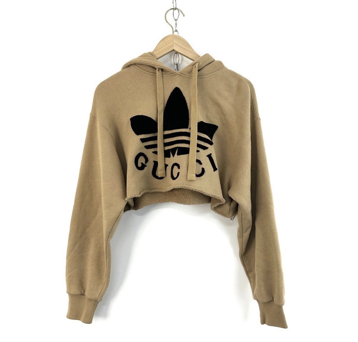 Gucci GUCCI x Adidas Women's Khaki Cropped Hoodie K12 Size XS / US 0-2 / IT 36-38 - 1 Thumbnail