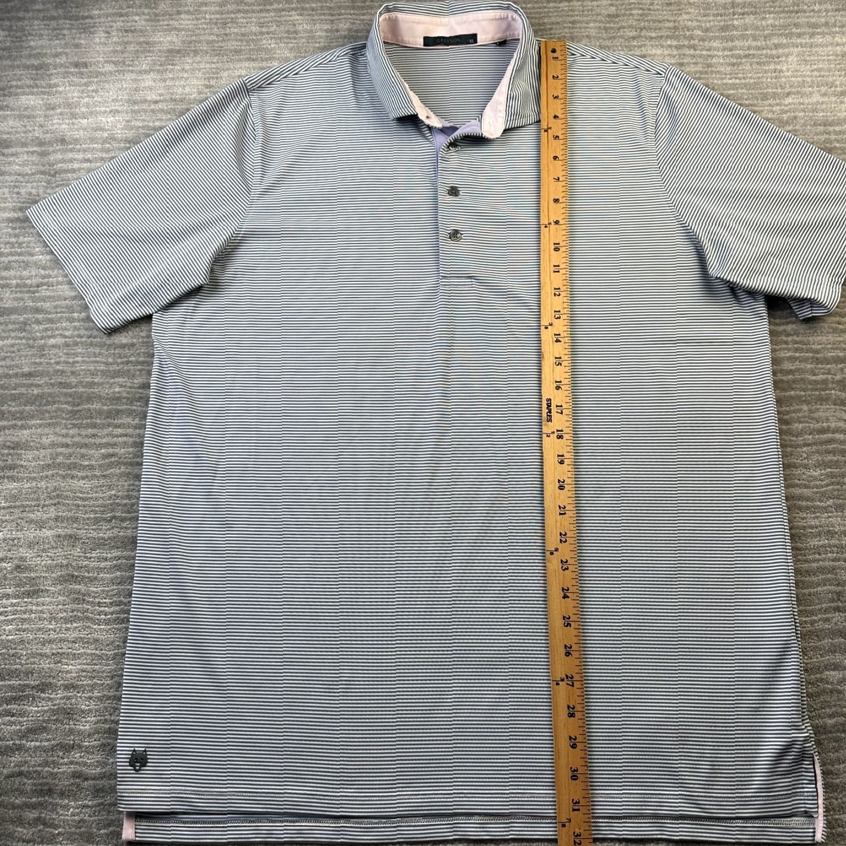 Vintage Greyson Polo Shirt Mens XL Blue Golf Performance Logo Striped Short Sleeve Collared Button All Seasons Lightweight Casual Sports Polo - Mens Size US XL / EU 56 / 4 - 7 Thumbnail