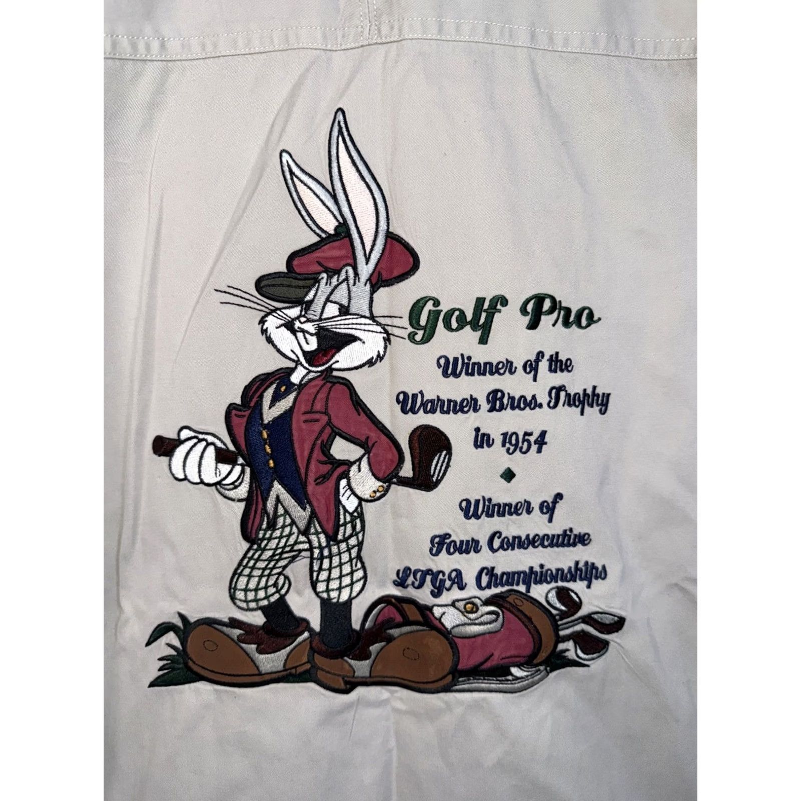 Acme Clothing VTG 1994 Acme Looney Toons Bugs Bunny Golf Button Down Shirt Men’s S Beige Double-Sided Size US S / EU 44-46 / 1 - 2 Thumbnail