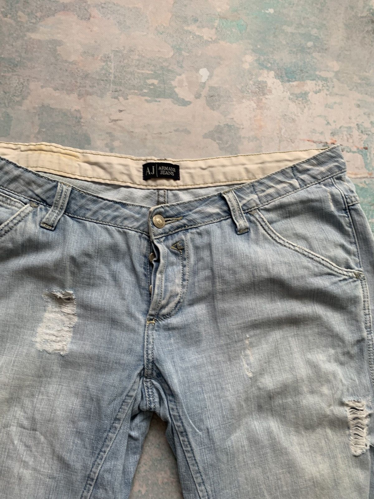 Armani Armani Y2K Distressed Denim Shorts Hype 2000s Destroyed Rare Size US 36 / EU 52 - 4 Thumbnail
