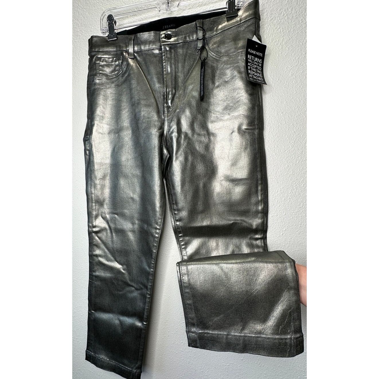 NWT J Brand Silver High Rise Crop Cigarette Jeans 32 / 14
