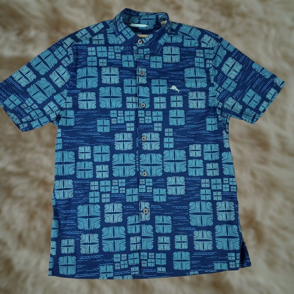 Tommy Bahama Tommy Bahama Shirt Mens Small Blue Cotton Hawaiian Button Up Short Sleeve Shirt Size US S / EU 44-46 / 1 - 1 Thumbnail