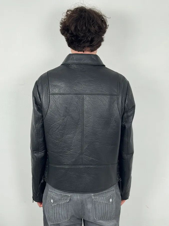 Gucci 2010s Gucci Black Laced Biker Leather Jacket Size US M / EU 48-50 / 2 - 3 Thumbnail