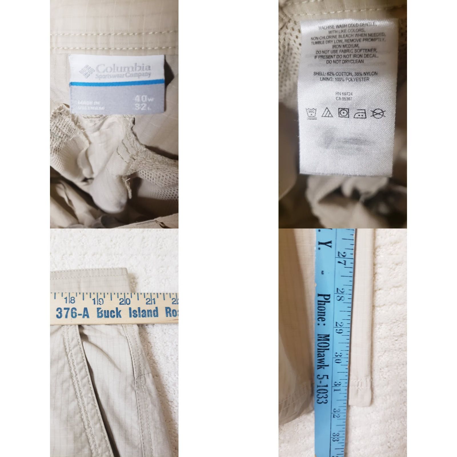 Vintage Columbia Omni Shade Ripstop Cargo Pants Mens 40x32 Beige Fishing Hiking Workwear Size US 40 / EU 56 - 8 Thumbnail
