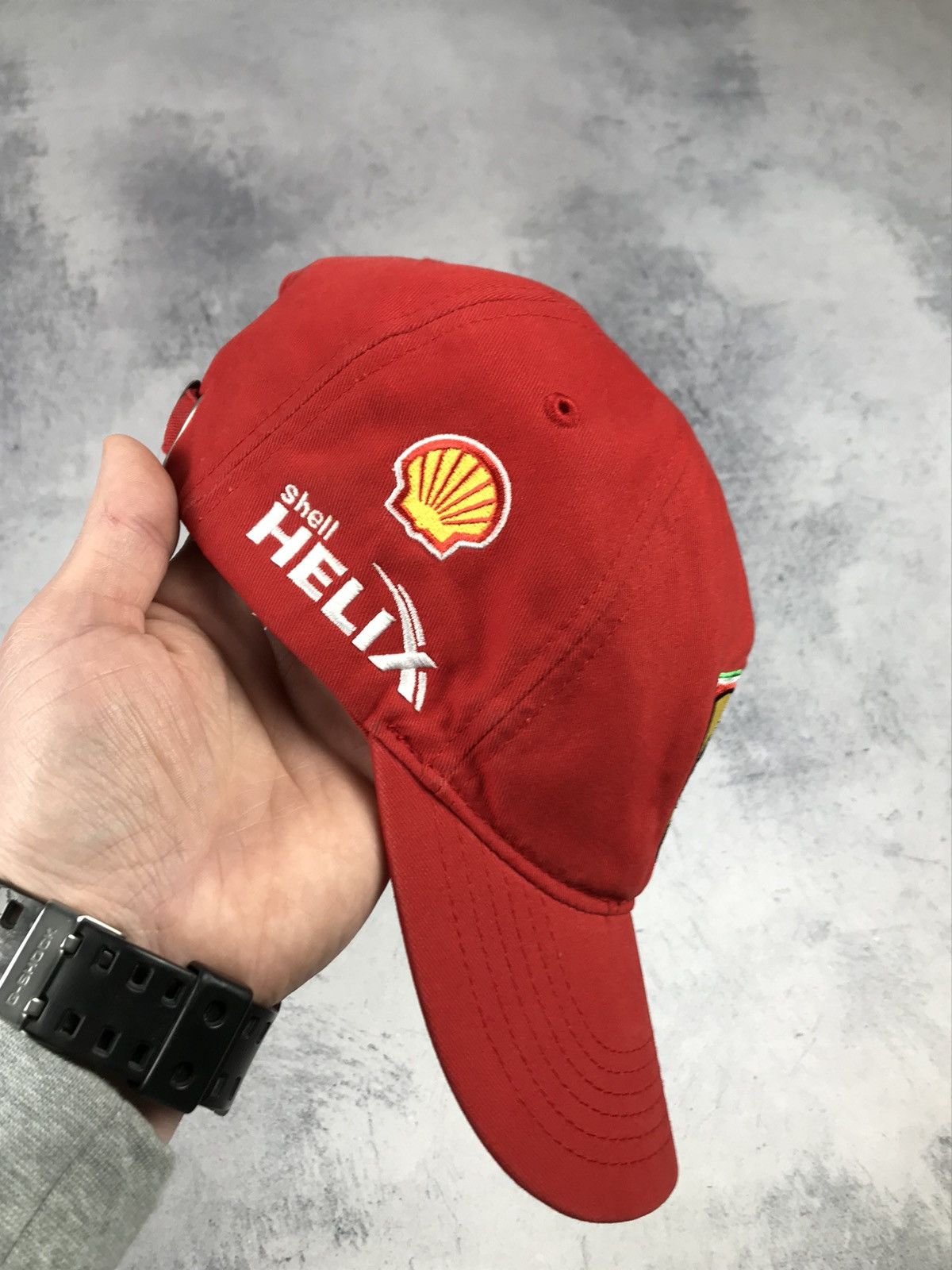 Ferrari × Vintage Vintage Ferrari Shell Helix Cap 90's Red Racing Cap Official Size ONE SIZE - 5 Thumbnail
