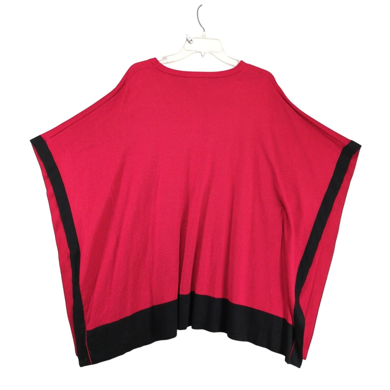 Calvin Klein Calvin Klein Red & Black Soft Knit Poncho Sweater Womens S/M Size M / US 6-8 / IT 42-44 - 4 Thumbnail