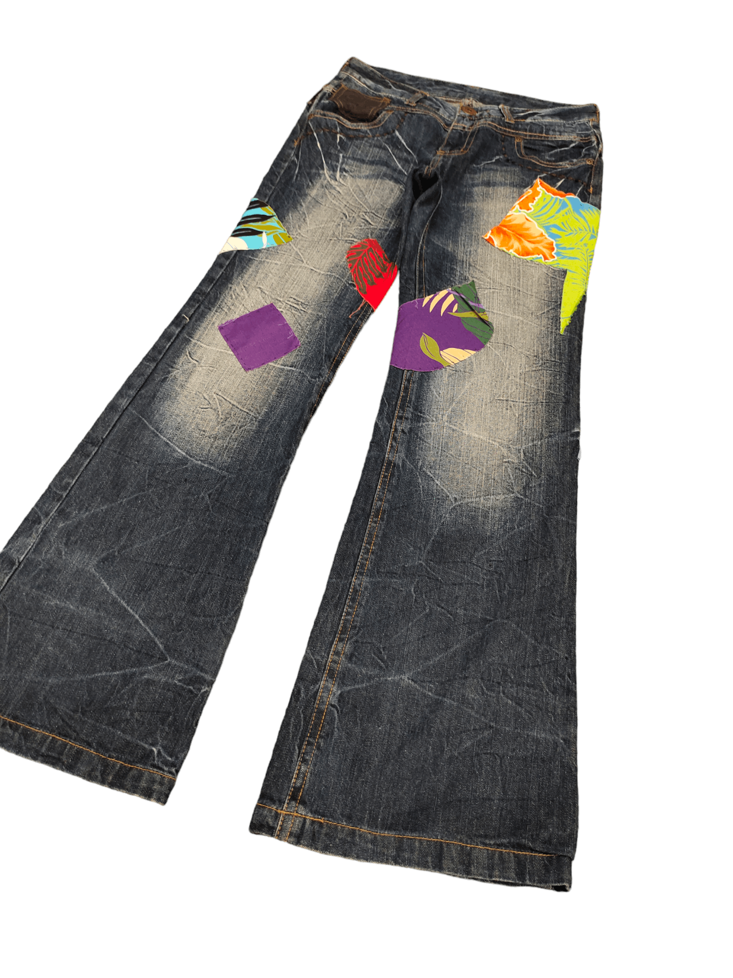 If Six Was Nine Flare Jeans Japan Patchwork Faded Boot Cut Y2k Lgb Size US 29 - 1 Thumbnail