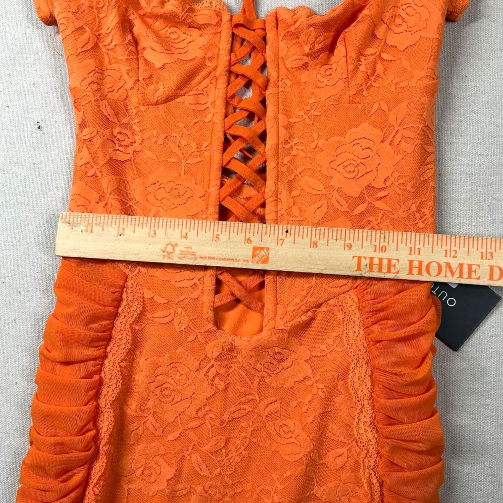 Vintage Outcast Dress Mini Jacquard Fitted Tiered Sexy Tie Club Miami Womens M Orange Size M / US 6-8 / IT 42-44 - 7 Thumbnail