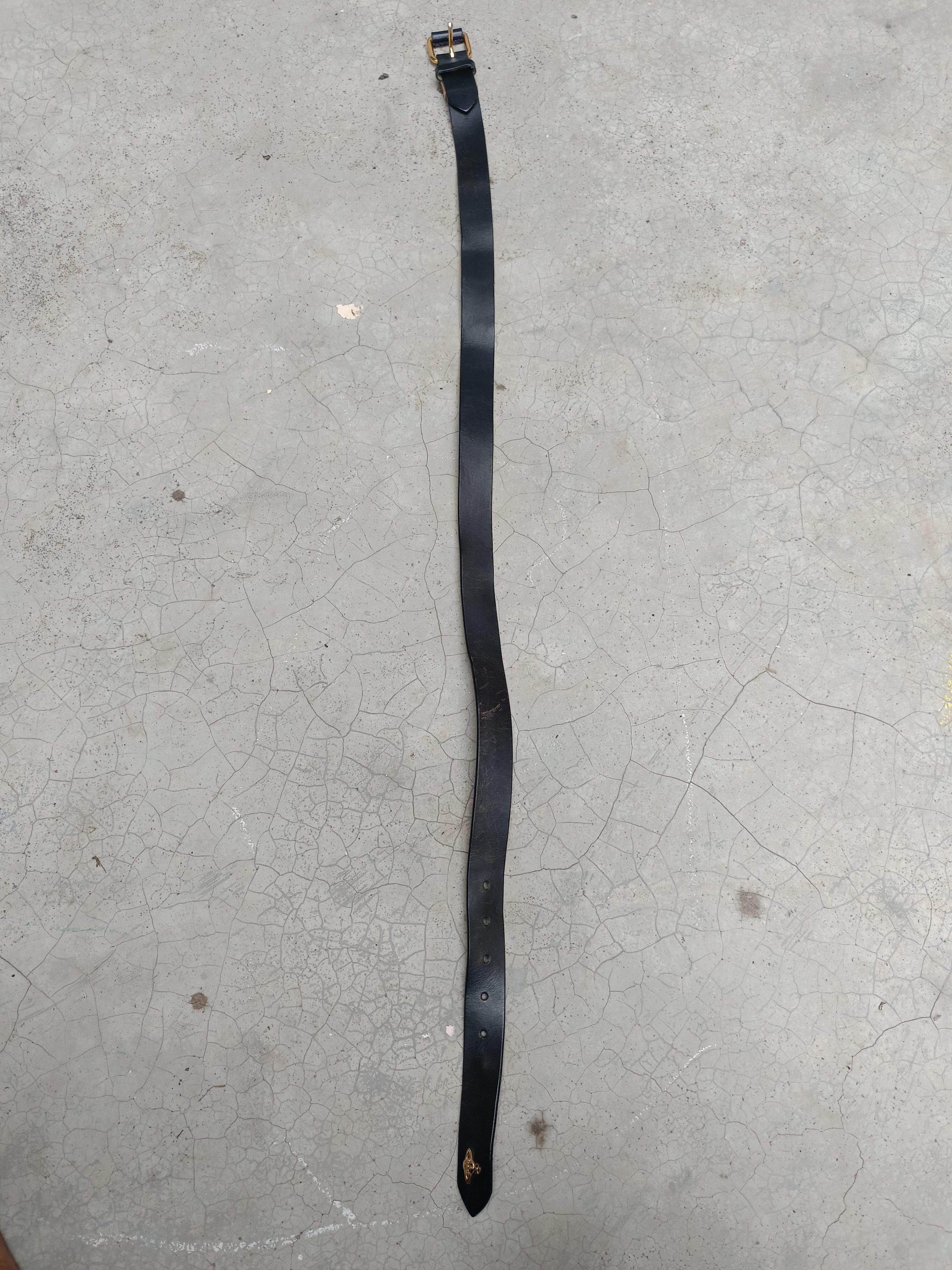 Leather CUSTOM MADE VIVIENNE WESTWOOD LOGO RIVET LEATHER BELT Size 32 - 4 Thumbnail