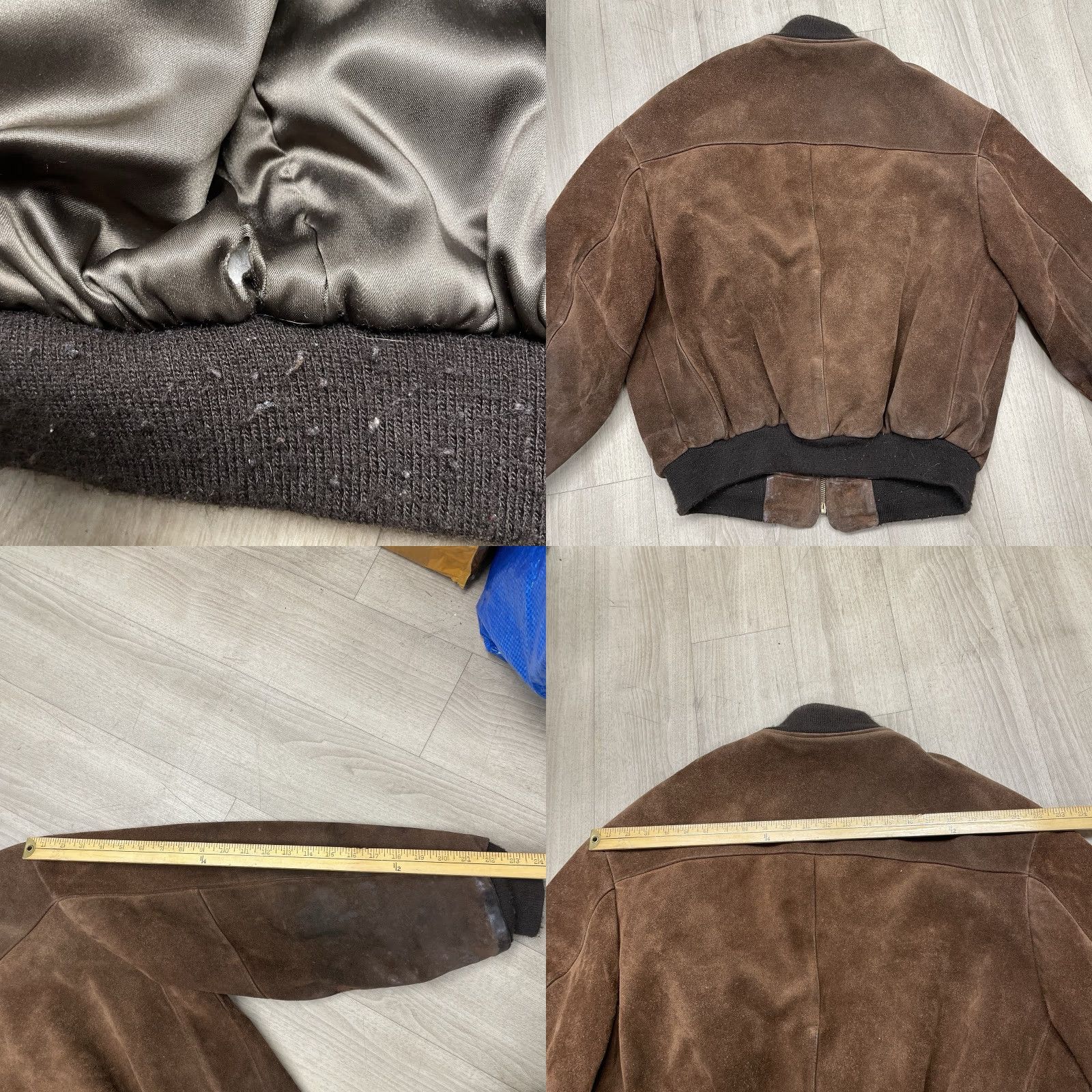 Schott VINTAGE SCHOTT Bomber Leather Jacket Mens L Brown Suede Leather Jacket Vintage 80s 70s Cossack Zip Pockets Size US L / EU 52-54 / 3 - 9 Thumbnail