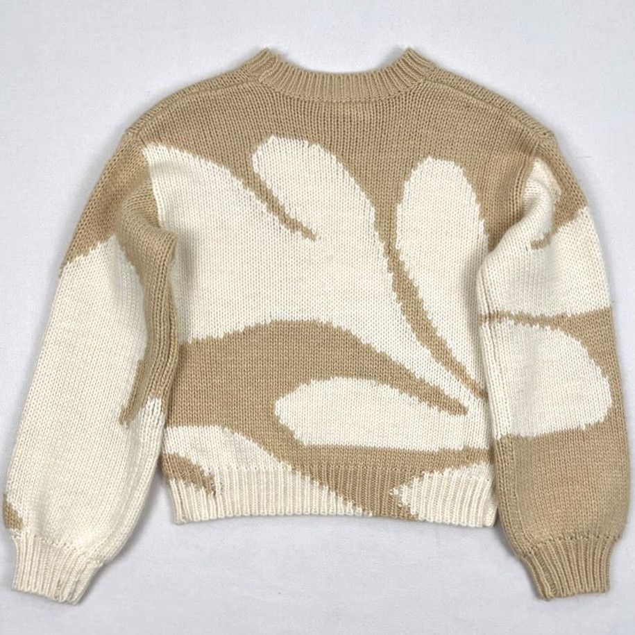 Anthropologie VINTAGE Mon Renn Farren Intarsia Sweater Womens XS UK 6 Brown White Wool Blend Knit Crew Size XS / US 0-2 / IT 36-38 - 7 Thumbnail