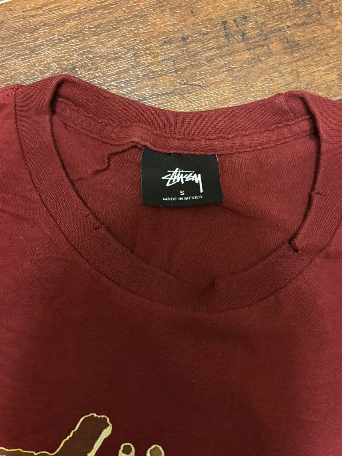 Stussy Stussy Maroon with Gold Lettering Tee Size US S / EU 44-46 / 1 - 3 Thumbnail