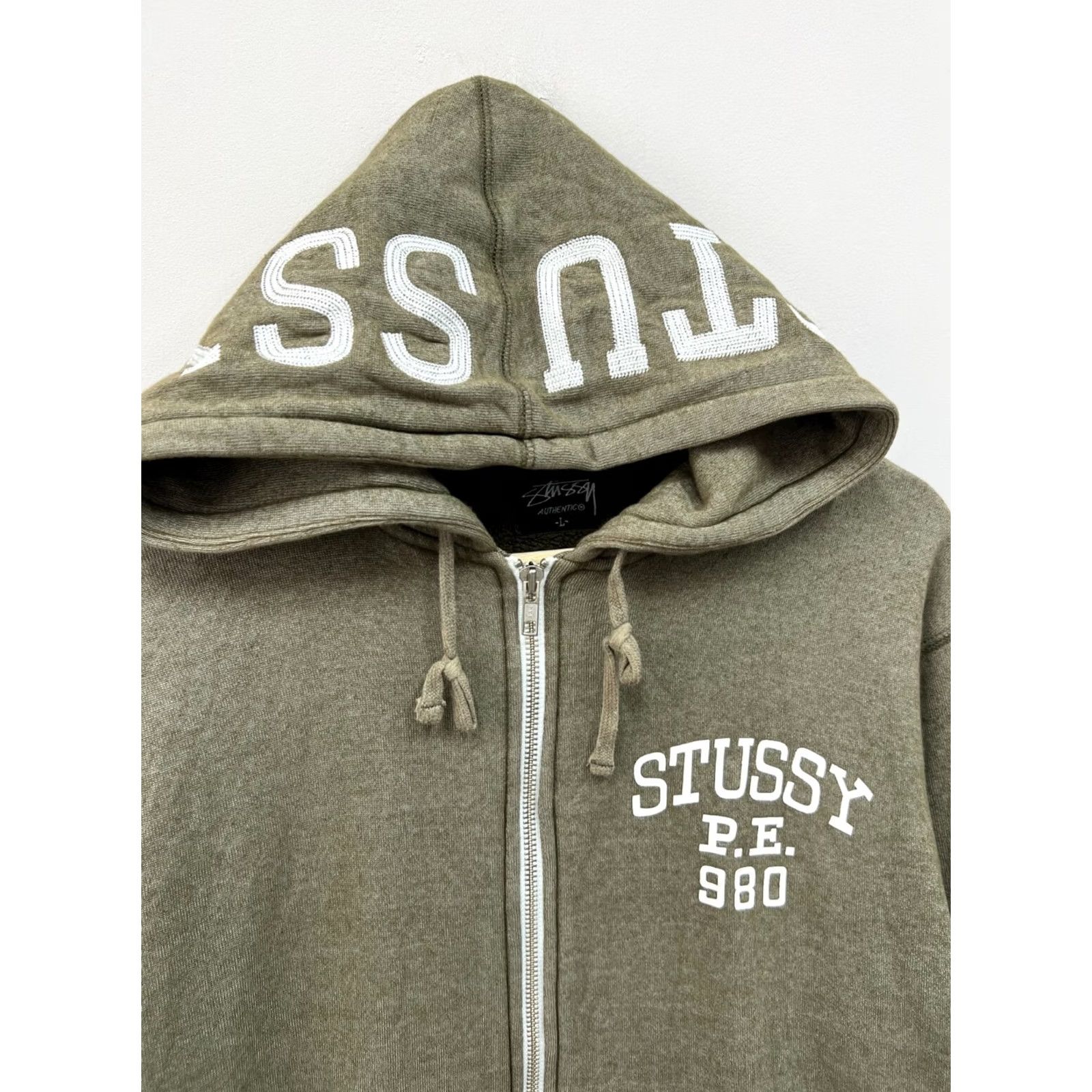 Logo 7 VINTAGE Stussy Hoodie Mens L Khaki Logo Zip Hooded Pullover Size US L / EU 52-54 / 3 - 3 Thumbnail