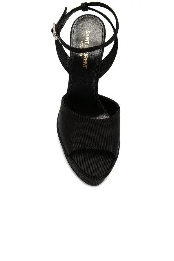 Saint Laurent Paris o1bcso1str0226 Jodie Platform Sandals In Grosgrain in Black Size US 8 / IT 38 - 4 Thumbnail