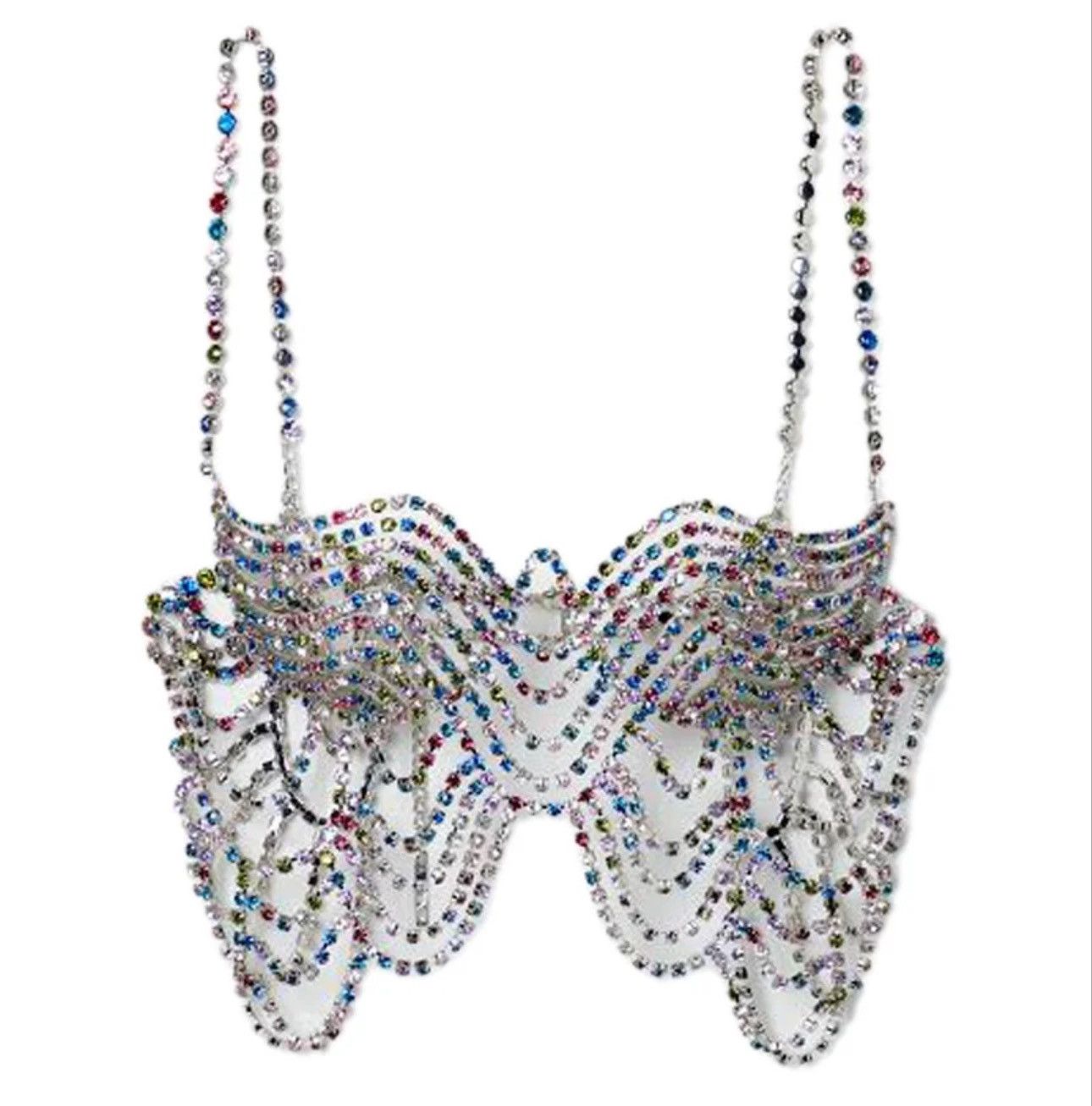 Area NYC AREA Silver ONE SIZE Crystal-embellished crop top Size ONE SIZE - 1 Thumbnail