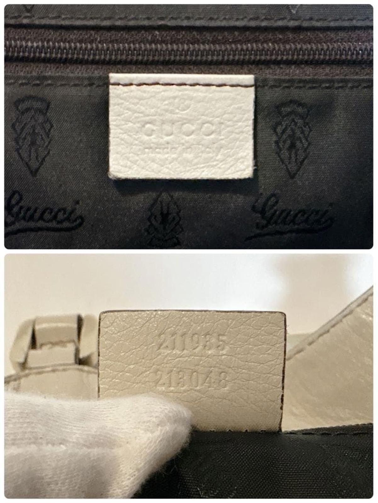 Gucci Gucci - Cream Leather Tote Bag with Signature GG Pattern Size ONE SIZE - 9 Thumbnail