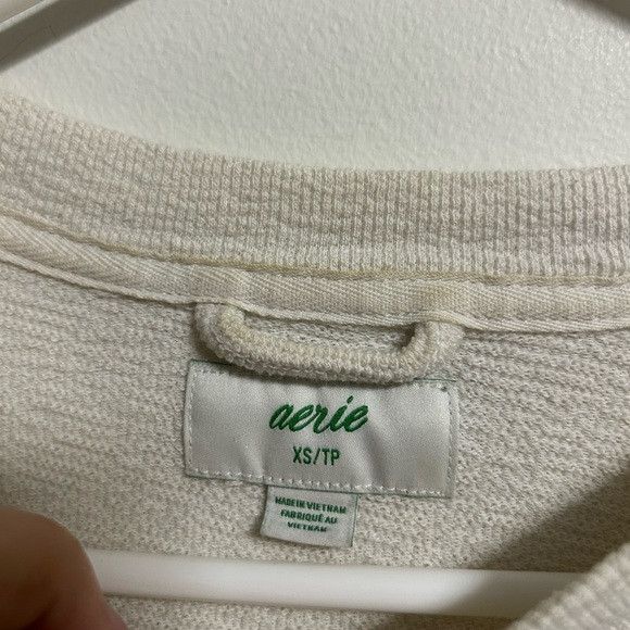 American Eagle Outfitters Aerie Cream Oversized Crewneck Size XS / US 0-2 / IT 36-38 - 4 Thumbnail