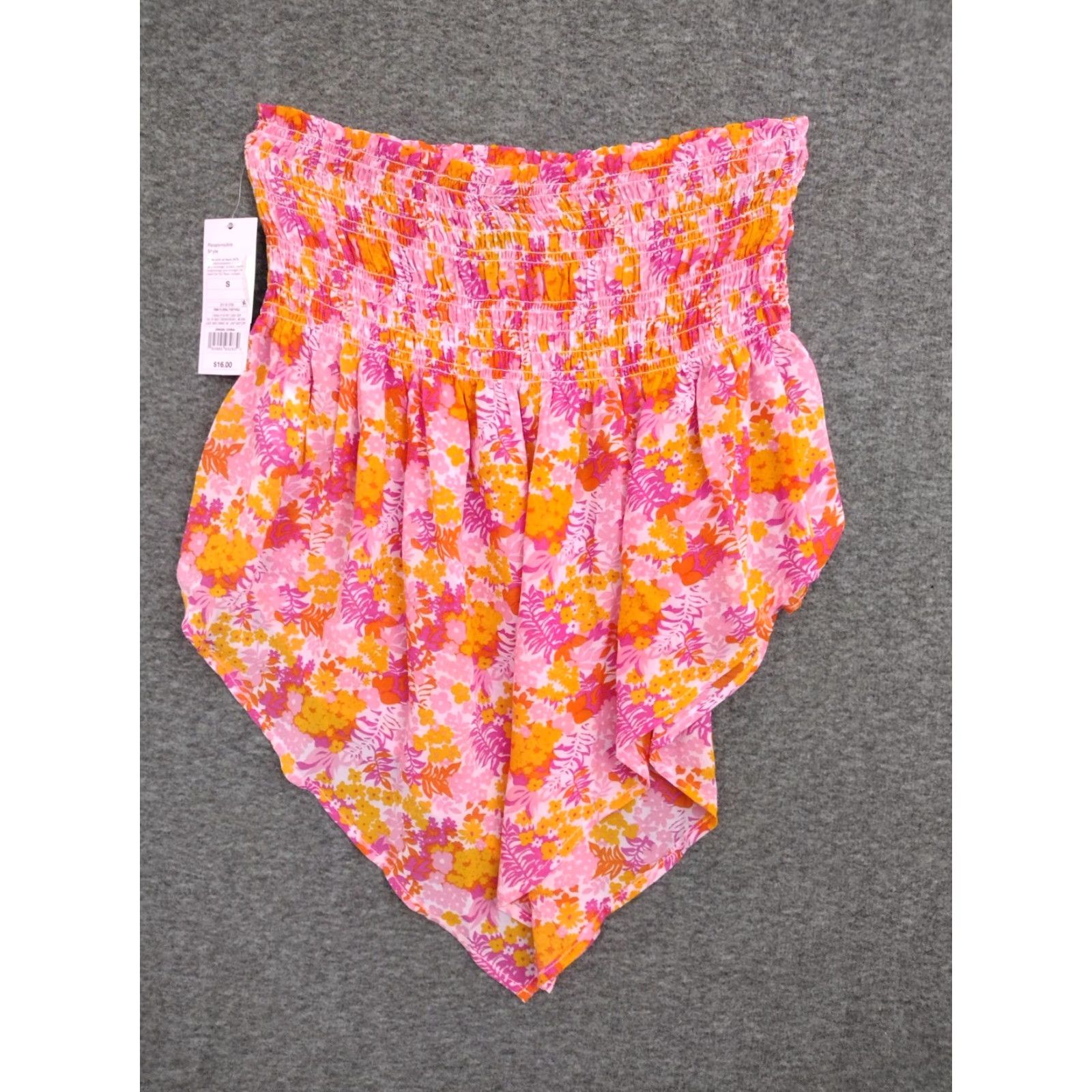 Vintage Wild Fable Strapless Top Printed Pink Floral Elastic Band Size S Size S / US 4 / IT 40 - 2 Thumbnail