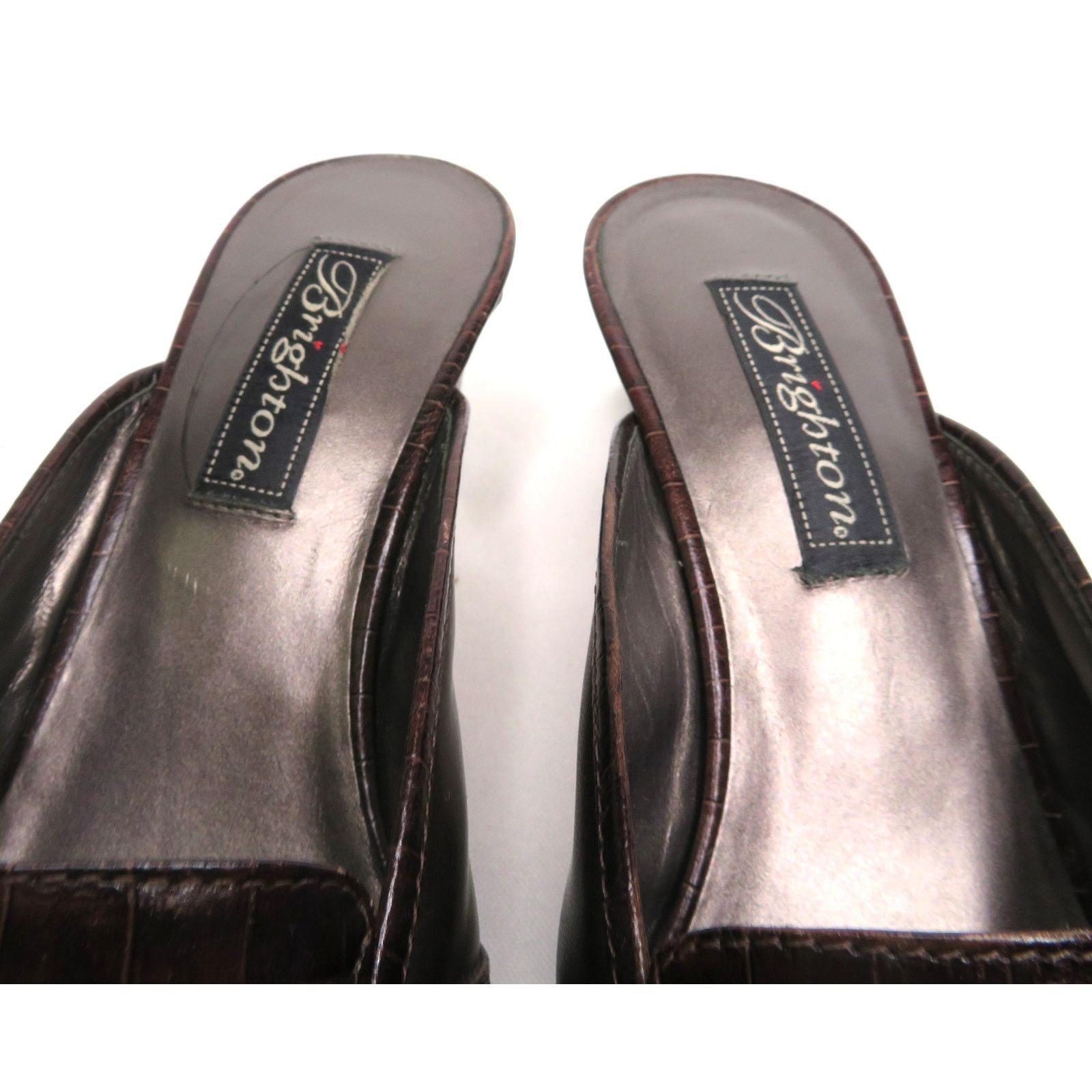 Brighton New BRIGHTON Steph Brown Croc Embossed Leather Mules Sz 7.5 Size US 7.5 / IT 37.5 - 7 Thumbnail