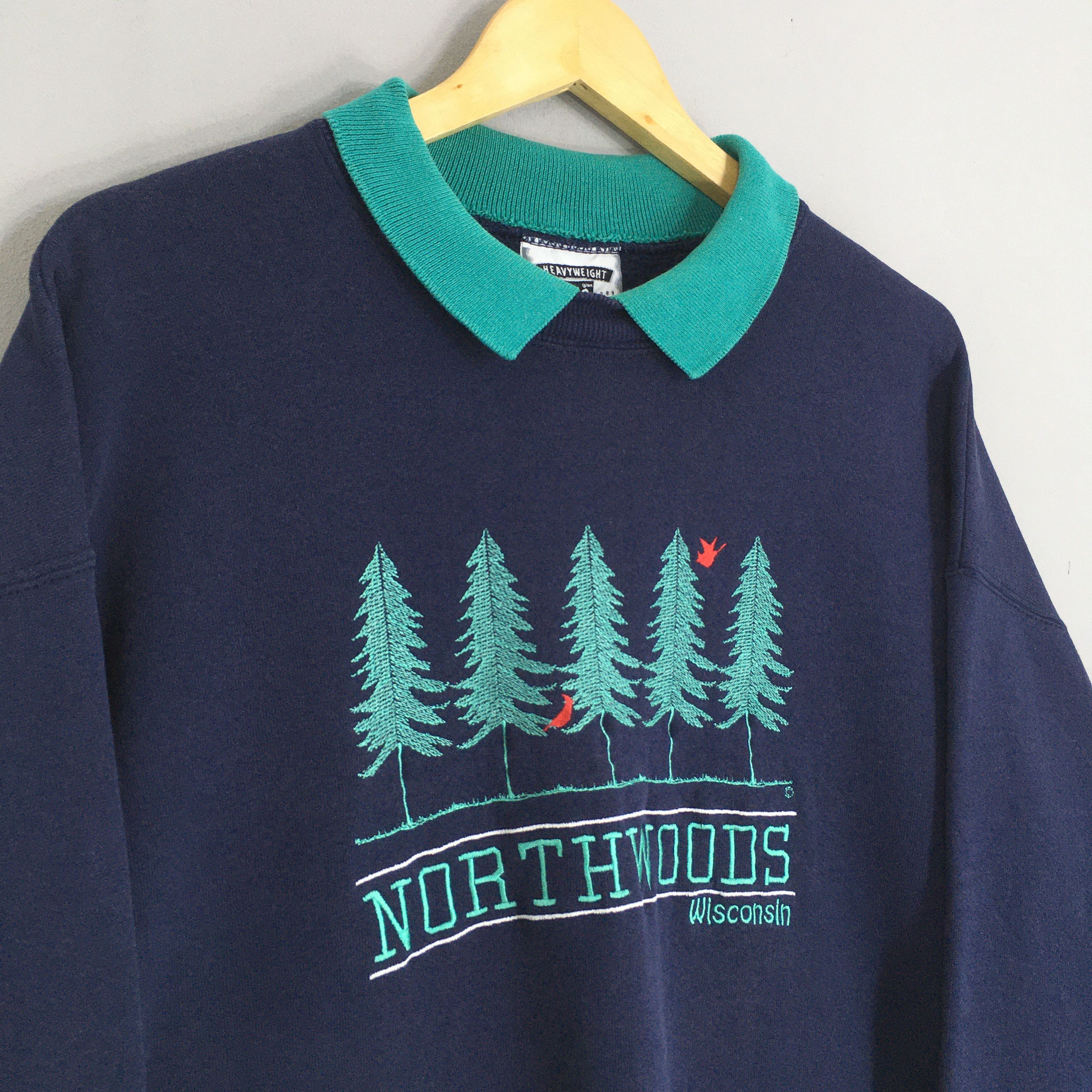 Vintage Vintage 90s Northwoods Wisconsin Blue Sweatshirt XLarge Size US XL / EU 56 / 4 - 3 Thumbnail