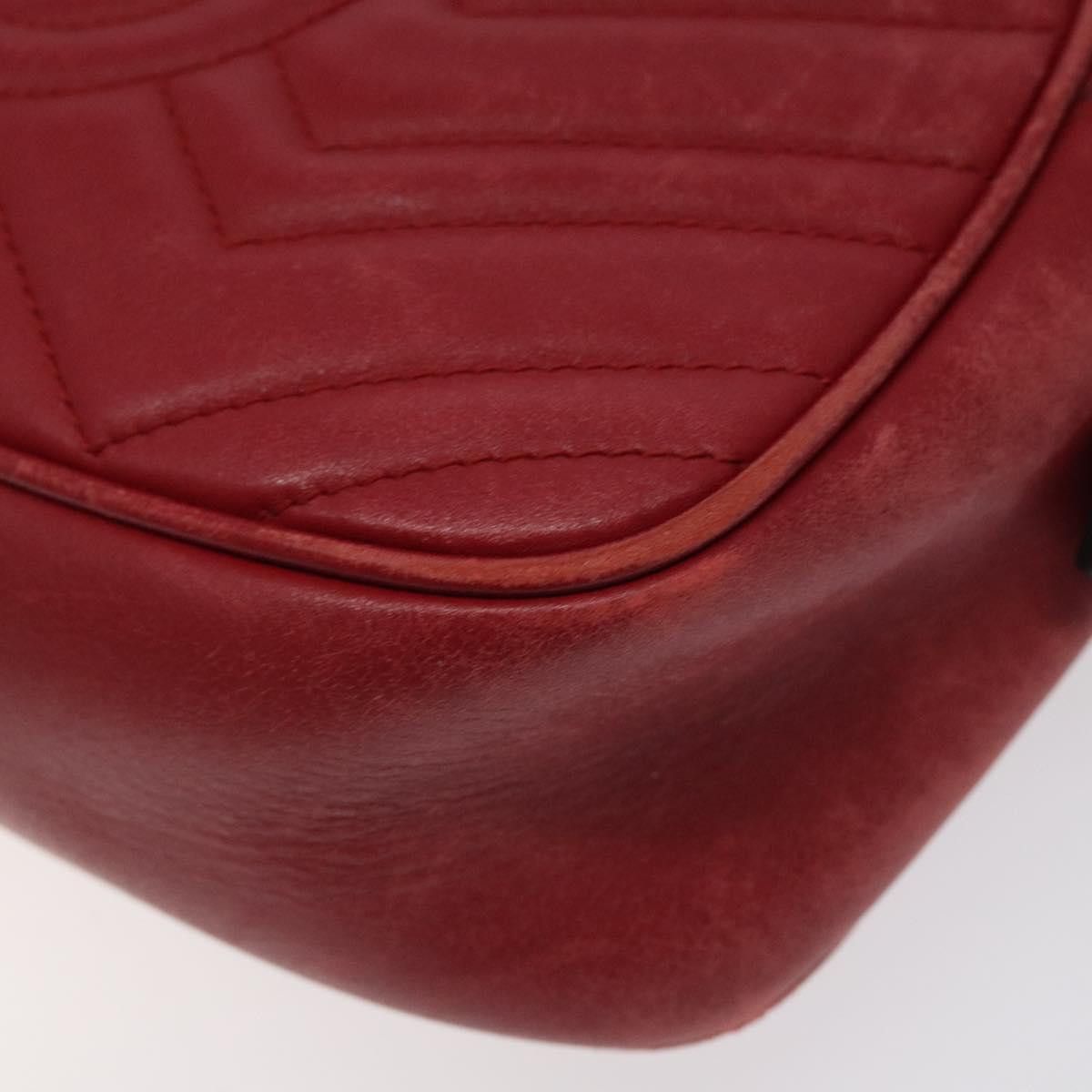 Gucci GUCCI GG Marmont Chain Shoulder Bag Leather Red Gold Size ONE SIZE - 12 Thumbnail