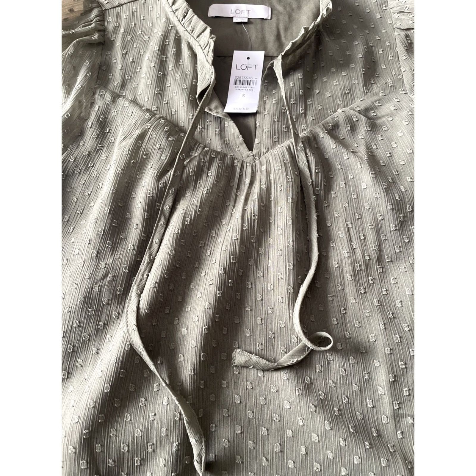 Loft Loft Blouse Women S Green Embroidered Swiss Dot Long Sleeve Balloon Sleeve Peasant Shirt Regular Lightweight Polyester Bohemian Size S / US 4 / IT 40 - 4 Thumbnail