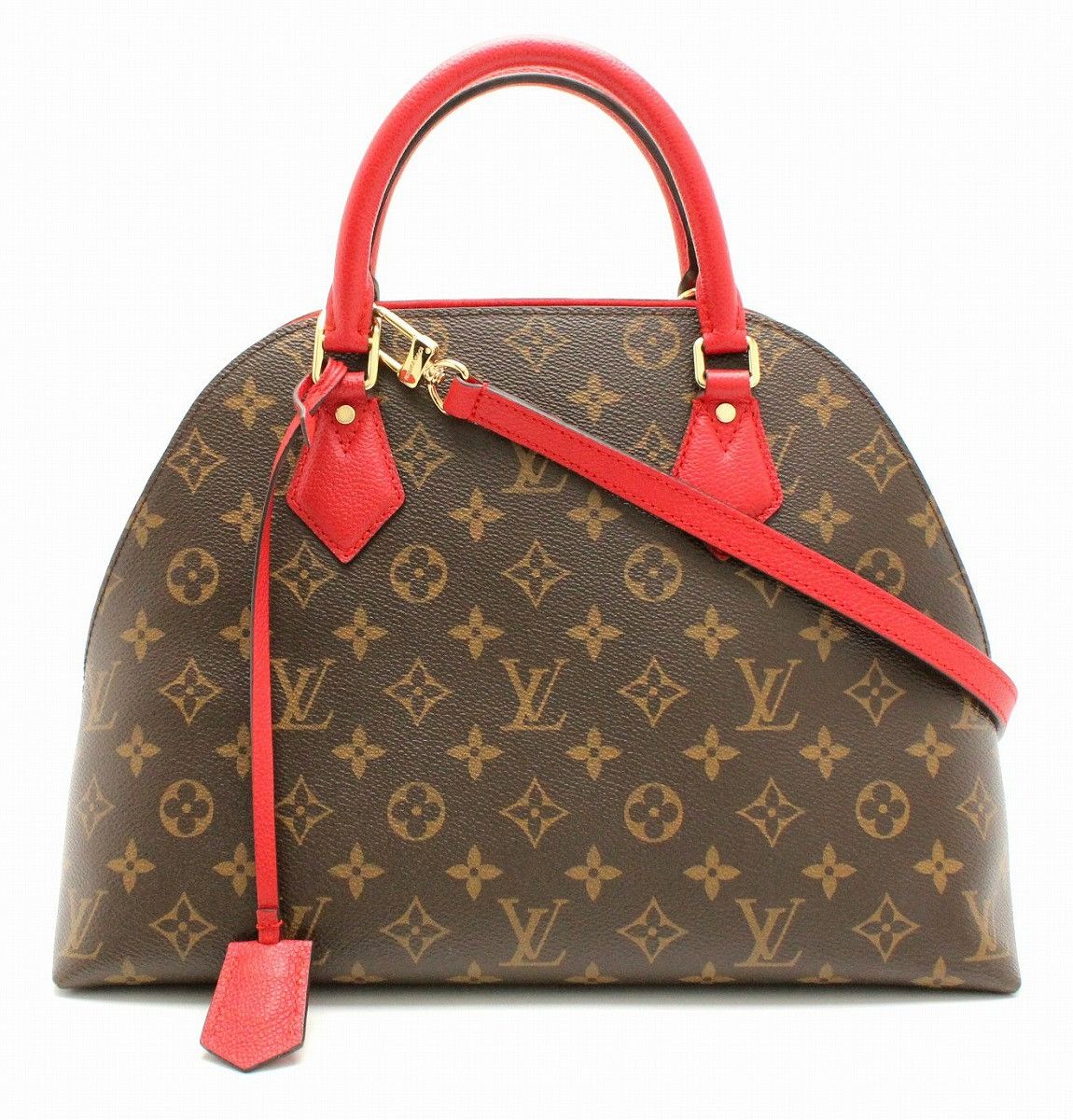 image of Louis Vuitton Monogram Alma Into Handbag 2Way Shoulder Bag Rouge Red, Women's