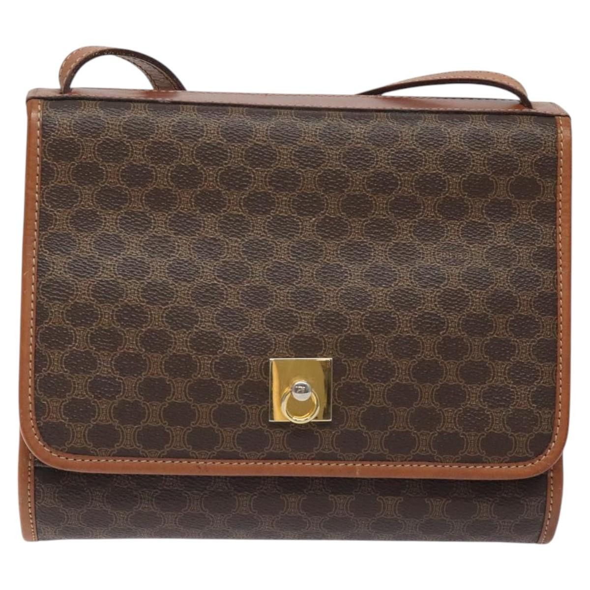 Celine CELINE Macadam Canvas Shoulder Bag Pvc Leather Brown Gold Size ONE SIZE - 3 Thumbnail