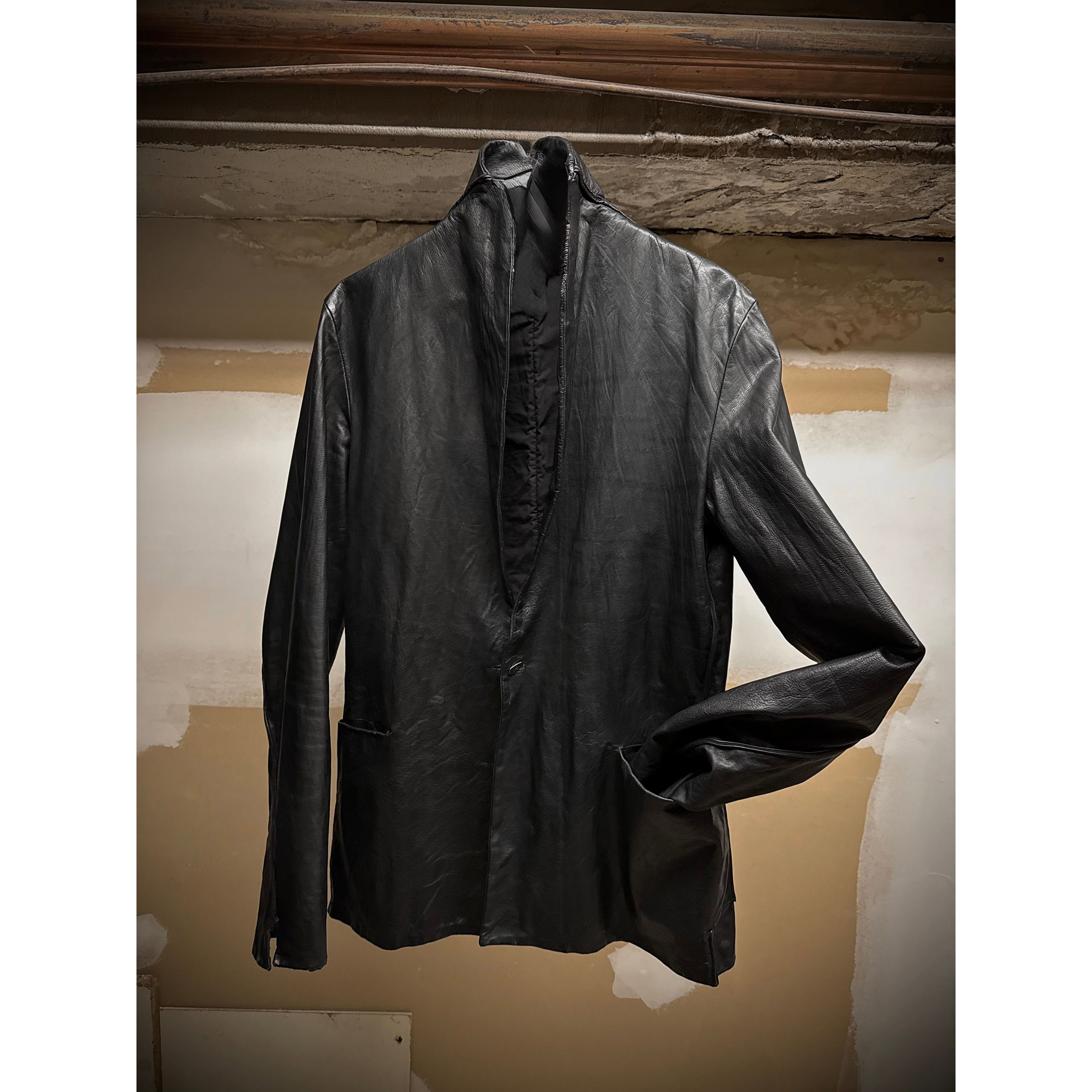 Ma+ m.a+ by Maurizio Amadei'J110 SY 0.5 Shawl Cow Leather Blazer Size US S / EU 44-46 / 1 - 1 Thumbnail