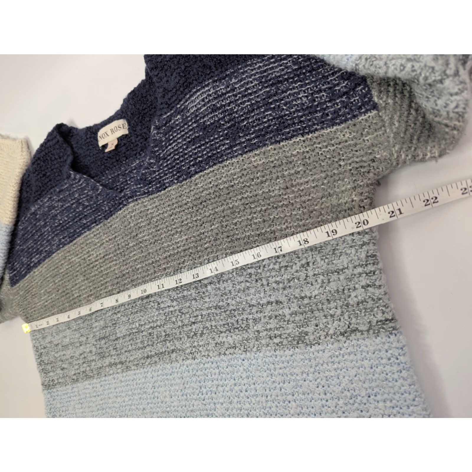 Vintage Knox Rose Sweater Knitted V-Neck Striped Long Sleeve Pullover Blue Size M Women Size M / US 6-8 / IT 42-44 - 6 Thumbnail