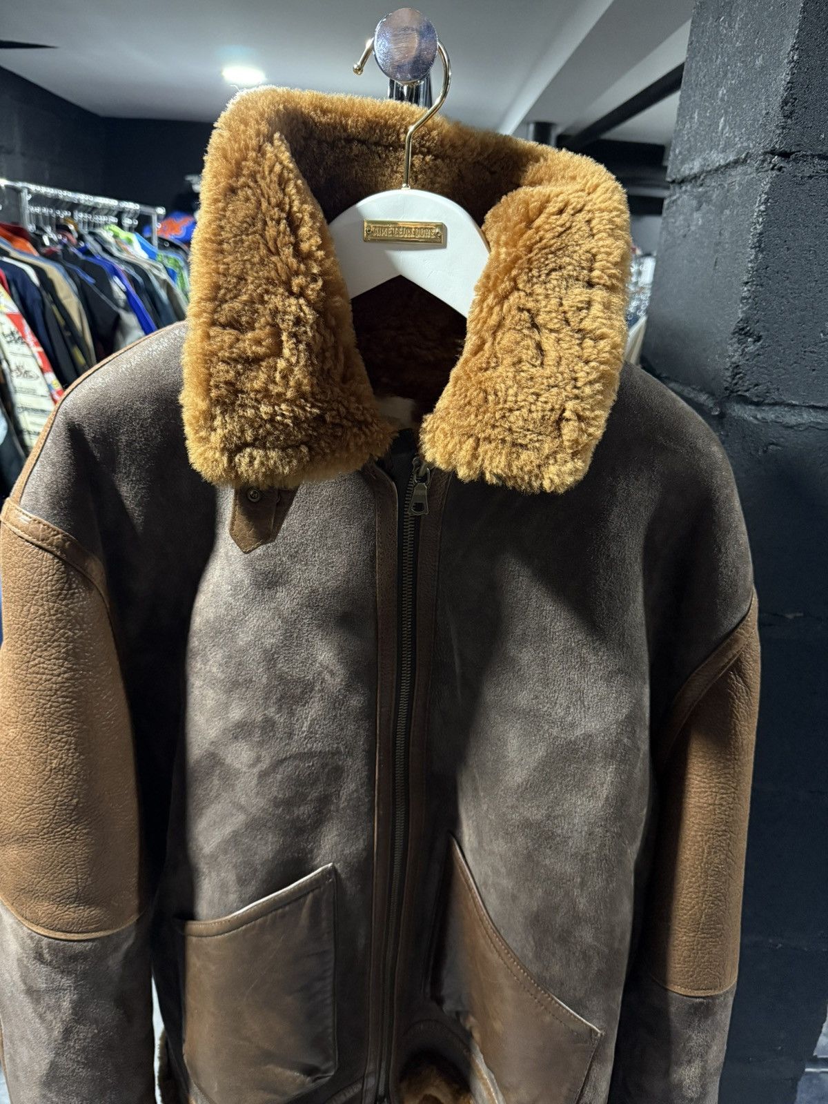 Aimé Leon Dore Hooded Shearling Jacket Brown Chestnut 2XL