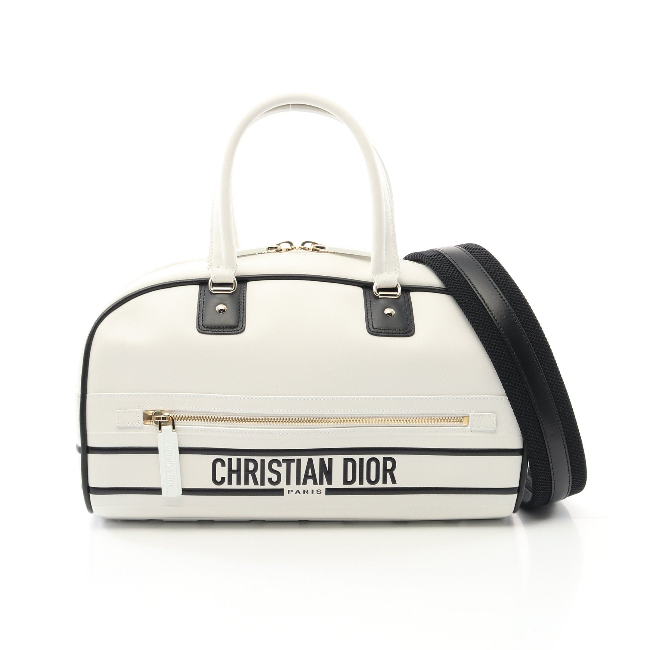 Dior Dior Vibe Bowling Bag Handbag Mini Boston Leather White Black Size ONE SIZE - 1 Thumbnail