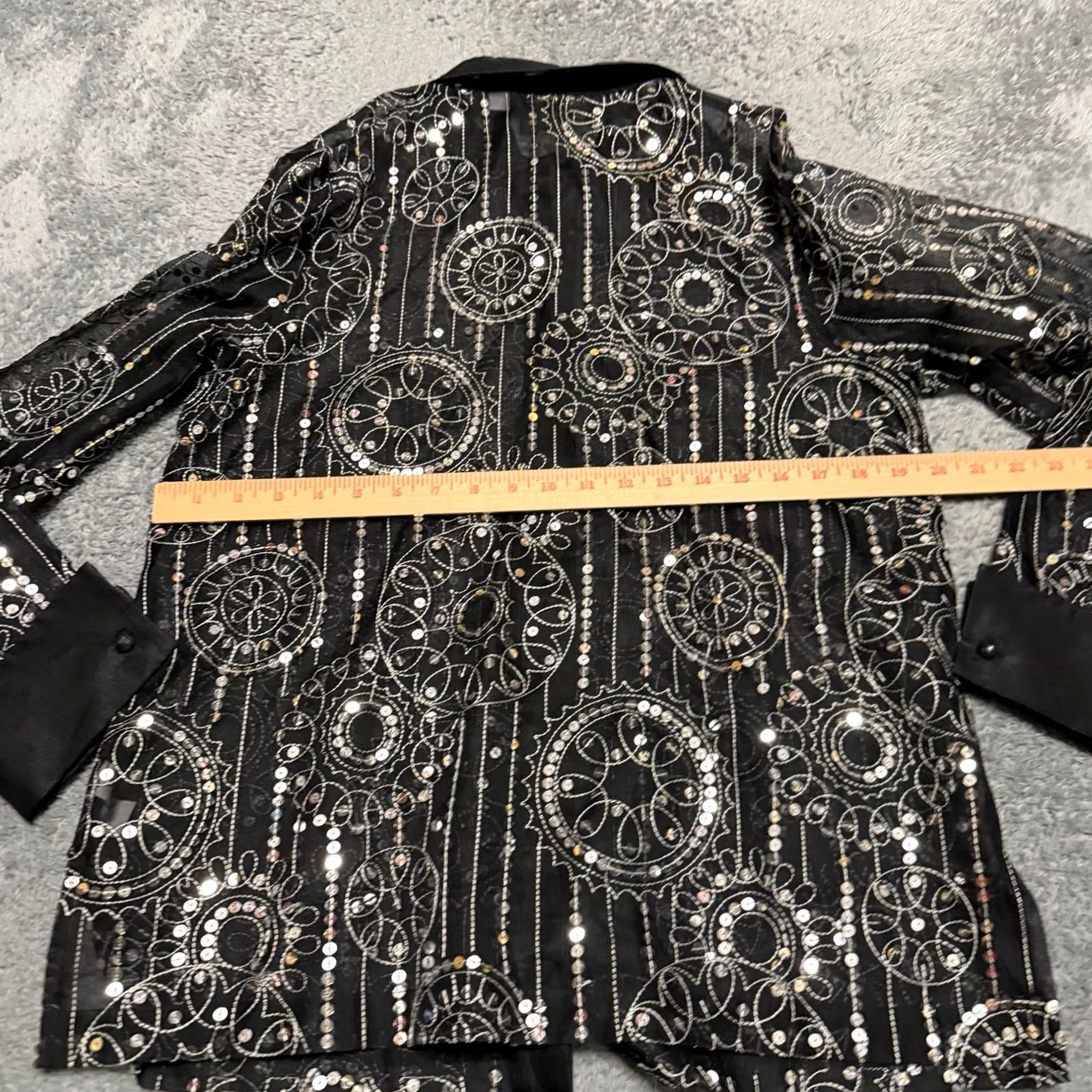 Bob Mackie Bob Mackie Wearable Art Shirt Womens Small Black Sequin Sparkle Sheer Button Size S / US 4 / IT 40 - 4 Thumbnail