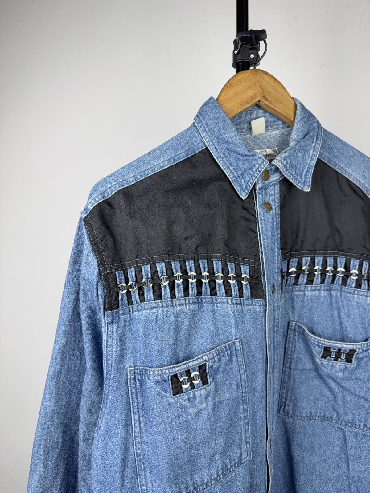Vintage 90s Vintage Jacques Lorant Denim Cowboy Western Chain Shirt Size US XL / EU 56 / 4 - 4 Thumbnail