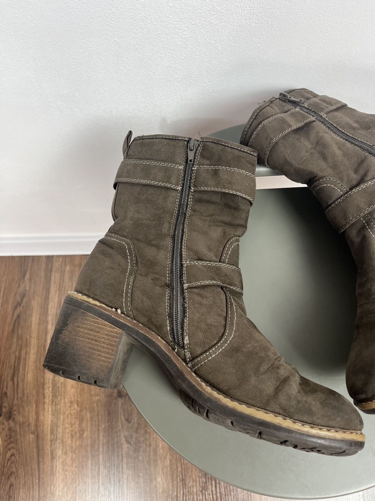 Japanese Brand × Vintage Avant-Garde Chunky Heeled Leather Biker Boots with Straps Size US 10 / IT 40 - 12 Thumbnail