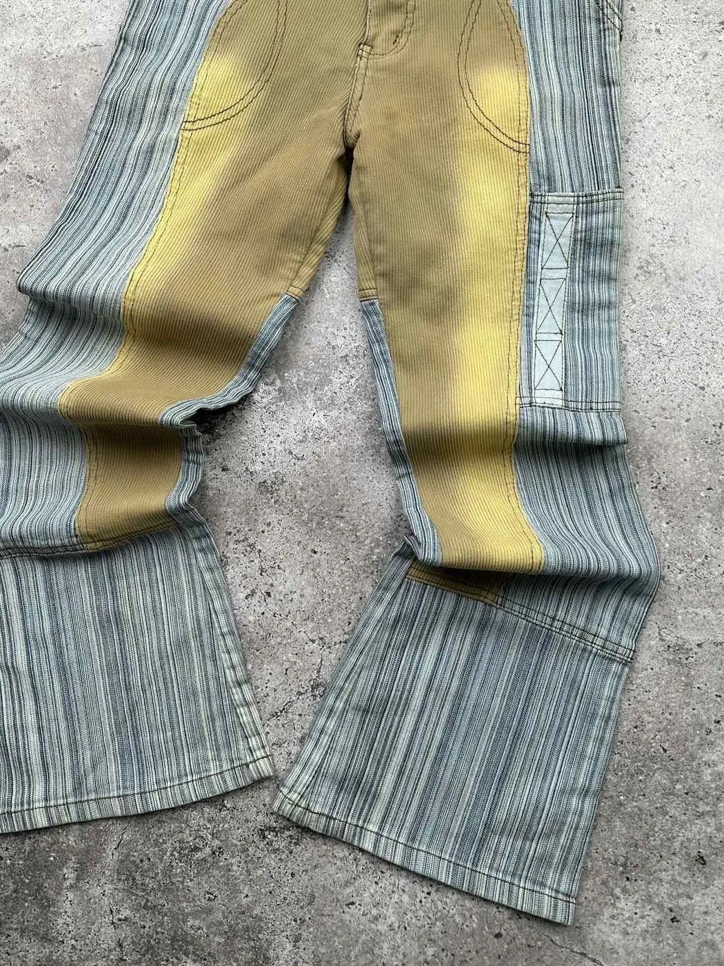Japanese Brand Vintage Striped Faded Flare Pants C344(V533)(E8) Size 25" / US 0 / IT 36 - 4 Thumbnail