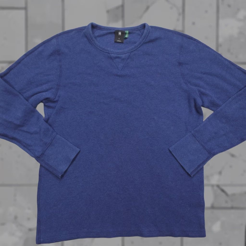 Vintage G-Star Raw Thermal Knit Crew Neck Pullover Sweatshirt L/S Men's Slim Fit Size L Blue Size US L / EU 52-54 / 3 - 1 Thumbnail
