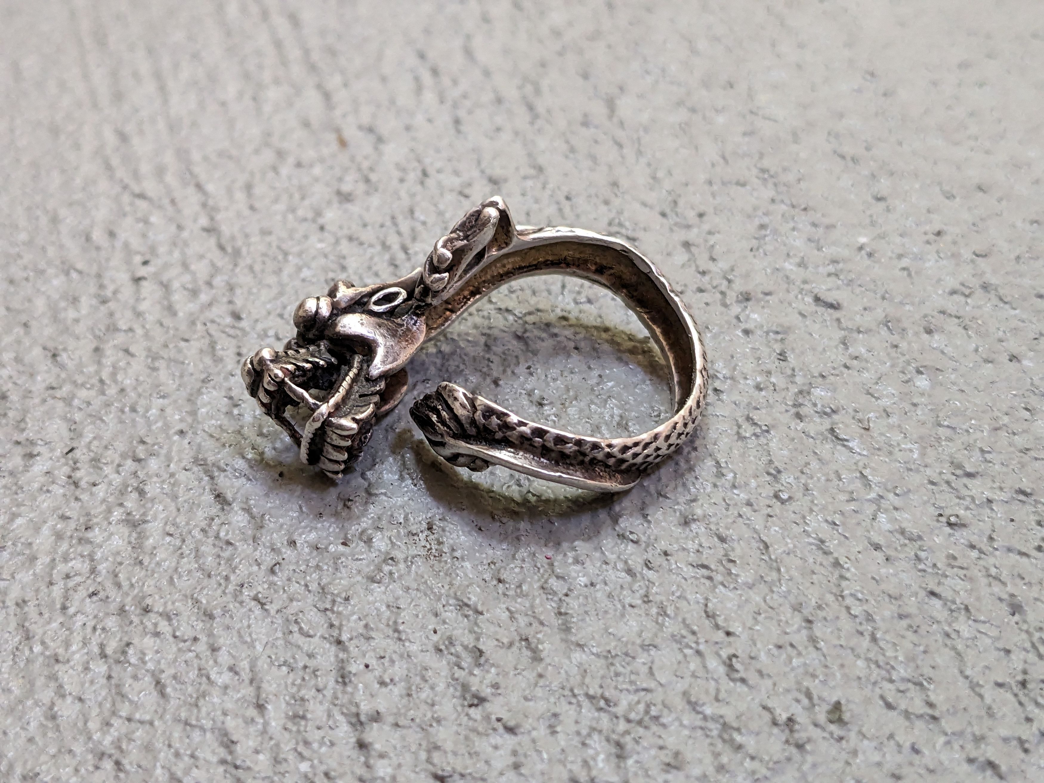 image of Vintage Dragon Ring Stainless Steel Size 9 Biker Punk in Silver, Men's