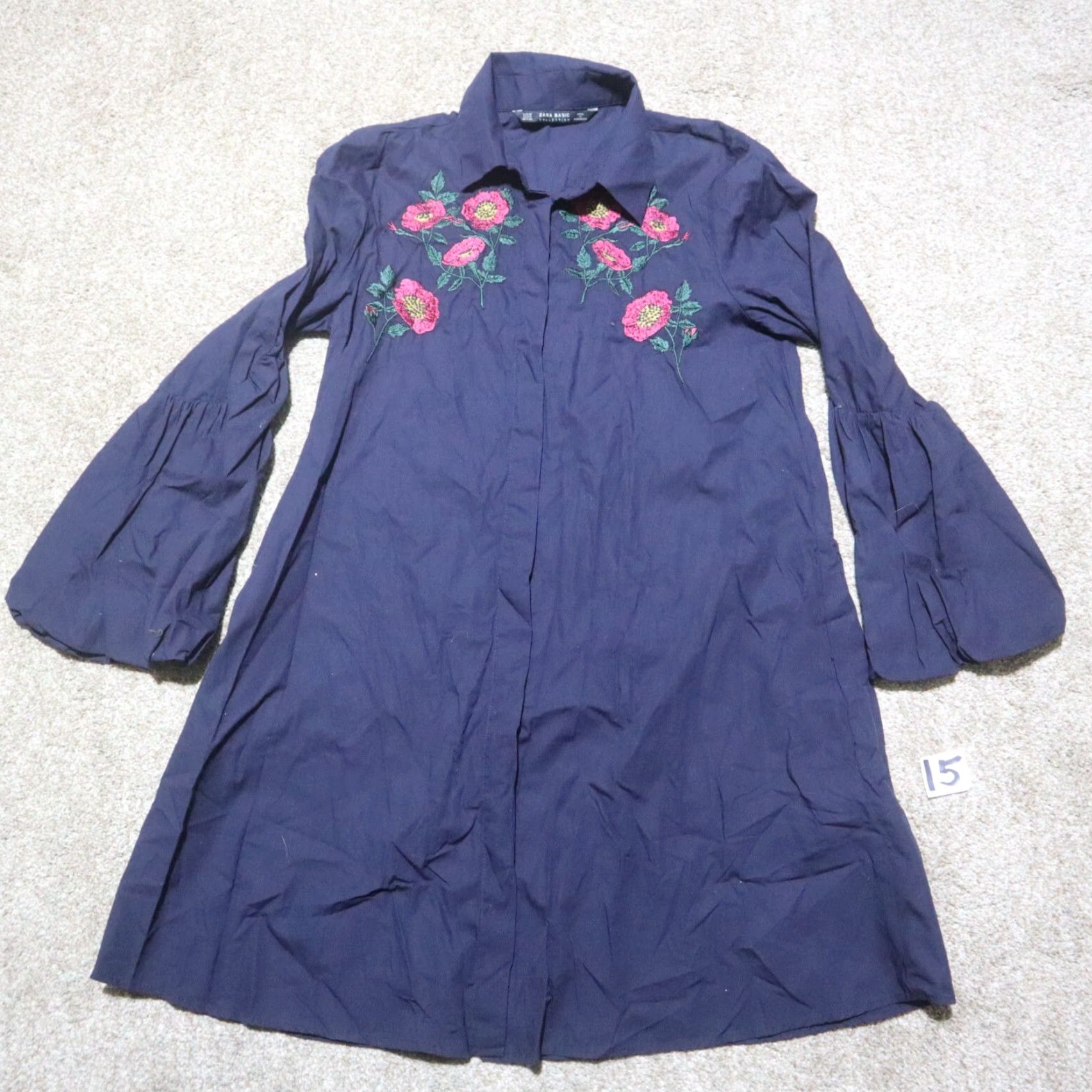 Zara Vintage Zara Women's Long Sleeve Floral Crew Neck Pullover Shirt Medium Blue Size M / US 6-8 / IT 42-44 - 2 Thumbnail