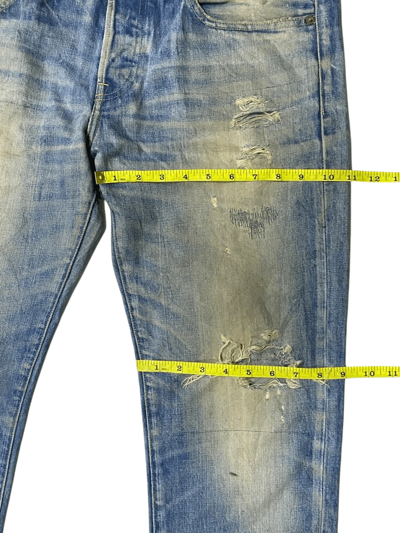 If Six Was Nine × Japanese Brand Vintage Japanese Brand Red Card Blue Washed Distressed Jeans Size US 36 / EU 52 - 16 Thumbnail