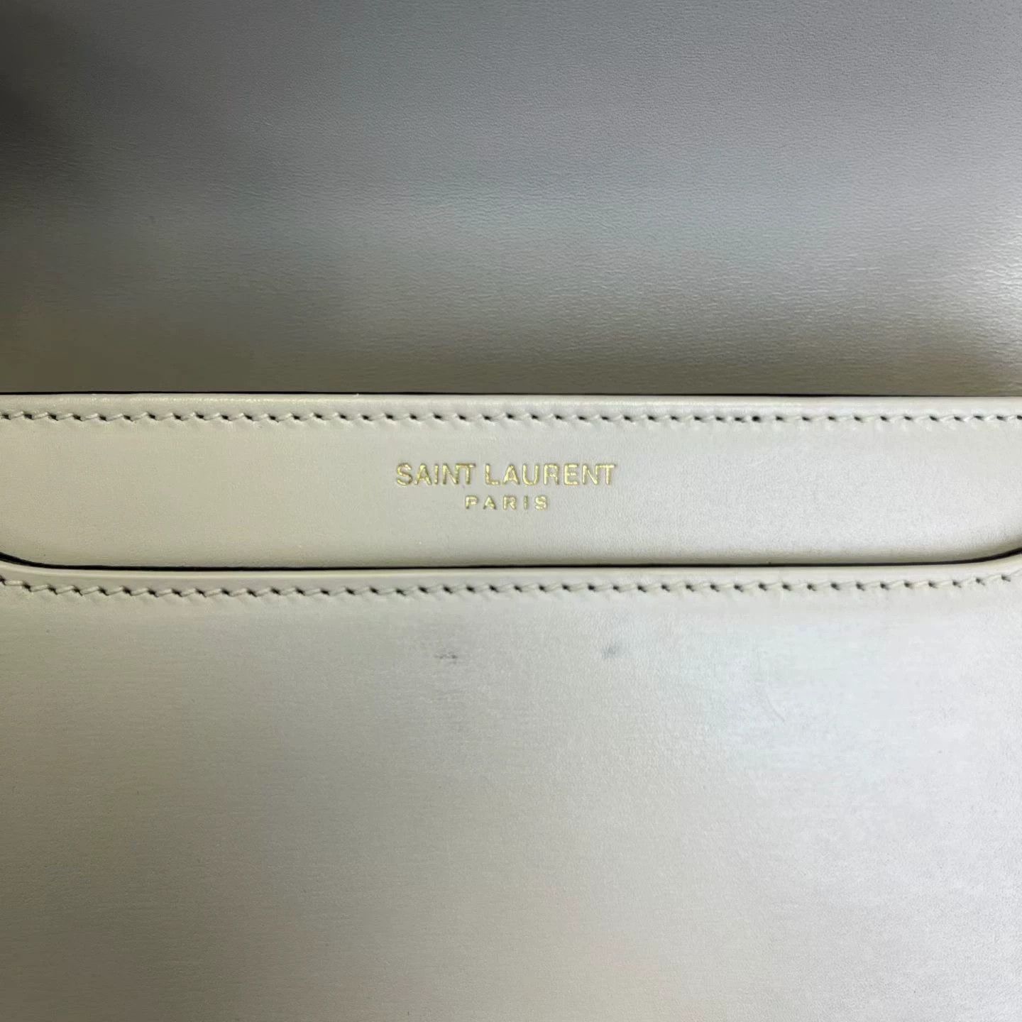 Saint Laurent Paris Saint Laurent White Mini Distressed Gold Logo Shoulder Bag Size ONE SIZE - 5 Thumbnail