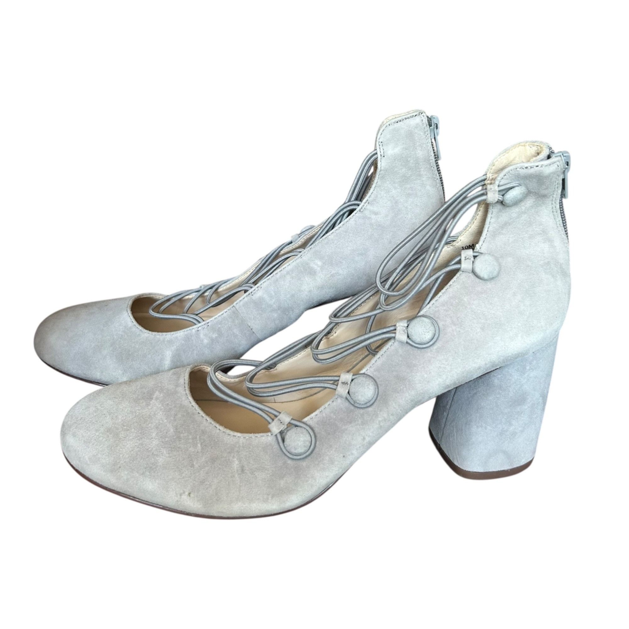 Nine West Nine West Kaede Gray Suede Strappy Block Pumps 10 Size US 10 / IT 40 - 1 Thumbnail