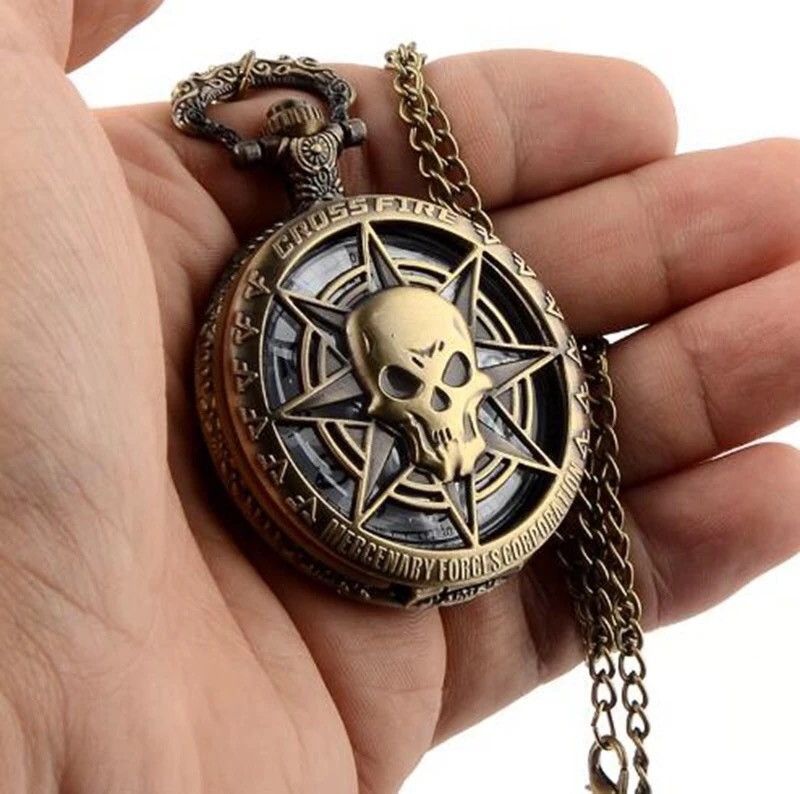 Vintage Skull Horror Pocket Watch Chain Necklace Size ONE SIZE - 1 Thumbnail