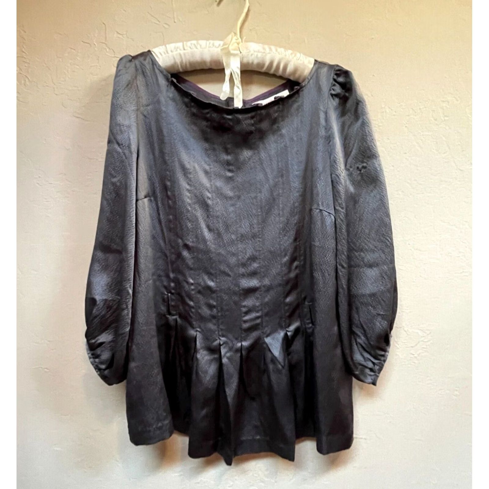 Vintage Charlotte Ronson Silk Puff Sleeve Blouse Black Small Woman Shirt Womens Blouse Puff Sleeve Silk Black Small Size S / US 4 / IT 40 - 2 Thumbnail