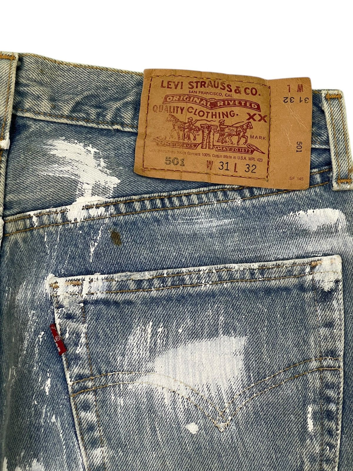 Levi's Vtg 1998 Levi’s 501 USA Painted Art Regular Straight 3🟦8 Size US 31 - 8 Thumbnail