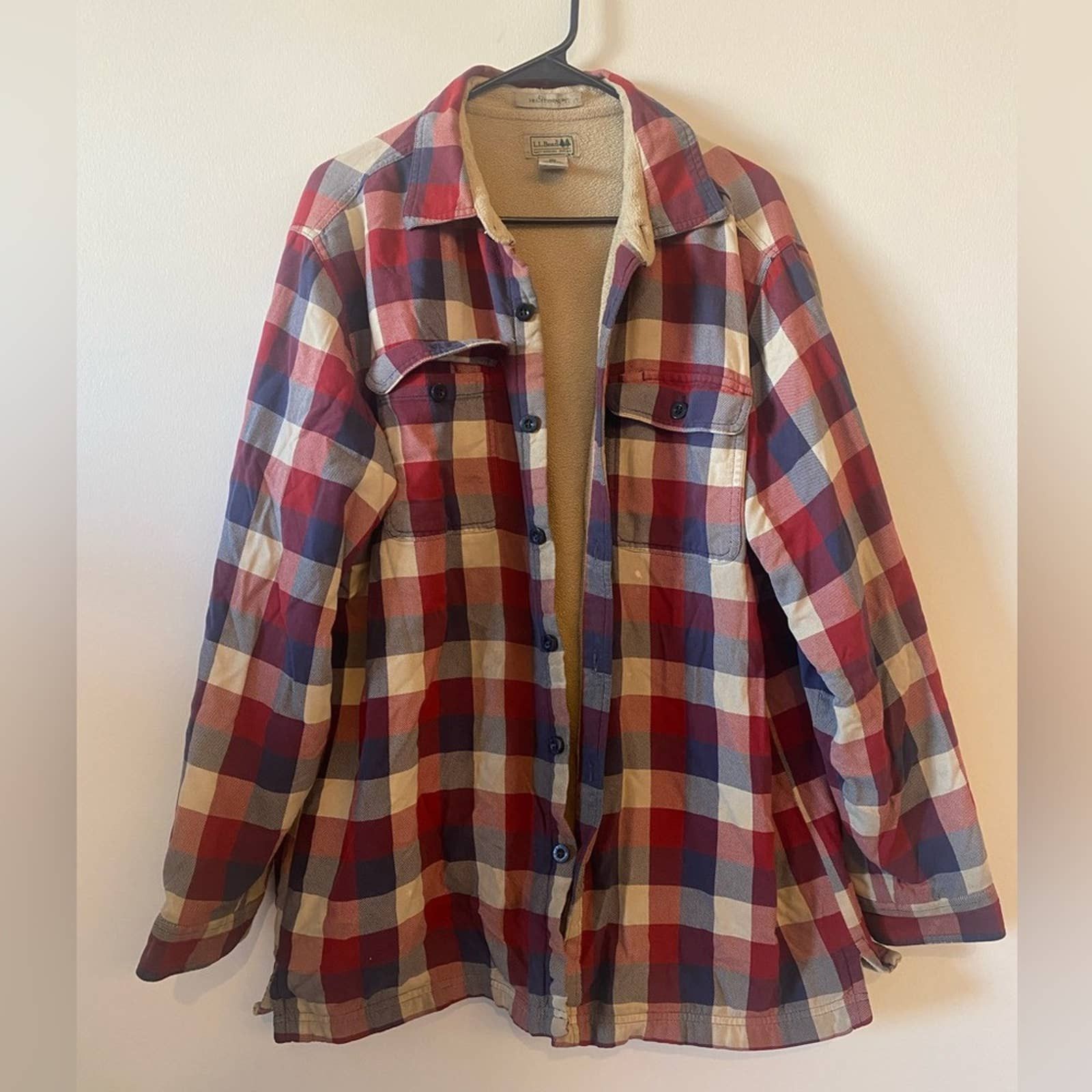 Vintage 90s L.L. Bean Fleece Flannel Button Down Jacket