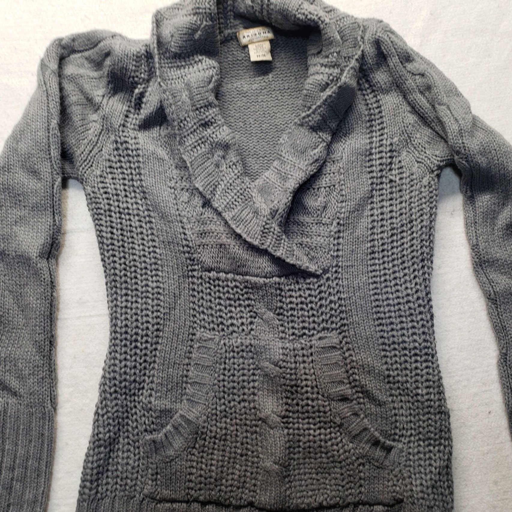 Vintage AriZona Sweater Gray V-Neck Cable-Knit Long Sleeve Adult Womens M Medium Size M / US 6-8 / IT 42-44 - 2 Thumbnail