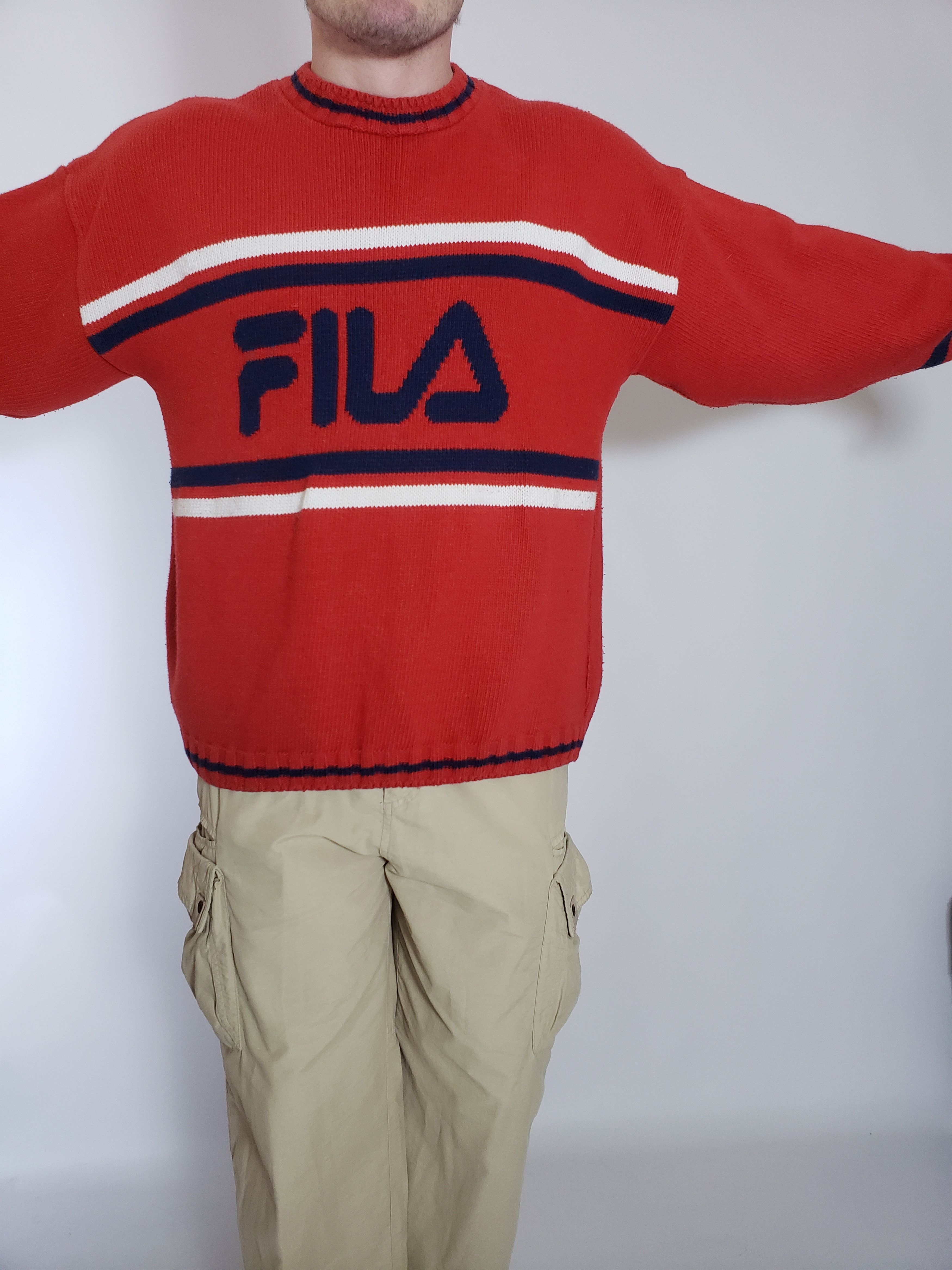 Fila × Vintage FILA Vintage knitted sweater Front Big Logo | Small |Red Size US S / EU 44-46 / 1 - 7 Thumbnail